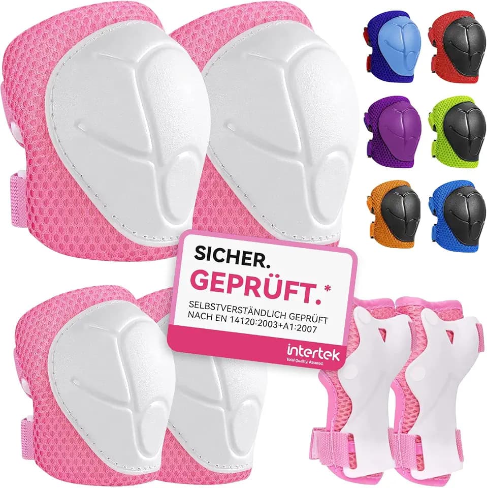 Schonerset 6er Protektoren Schützer Set, Inliner Schutzausrüstung Protektorenset Kinder, Knieschoner Ellenbogenschoner Handschoner Verstellbar für Skaten Roller Skateboard