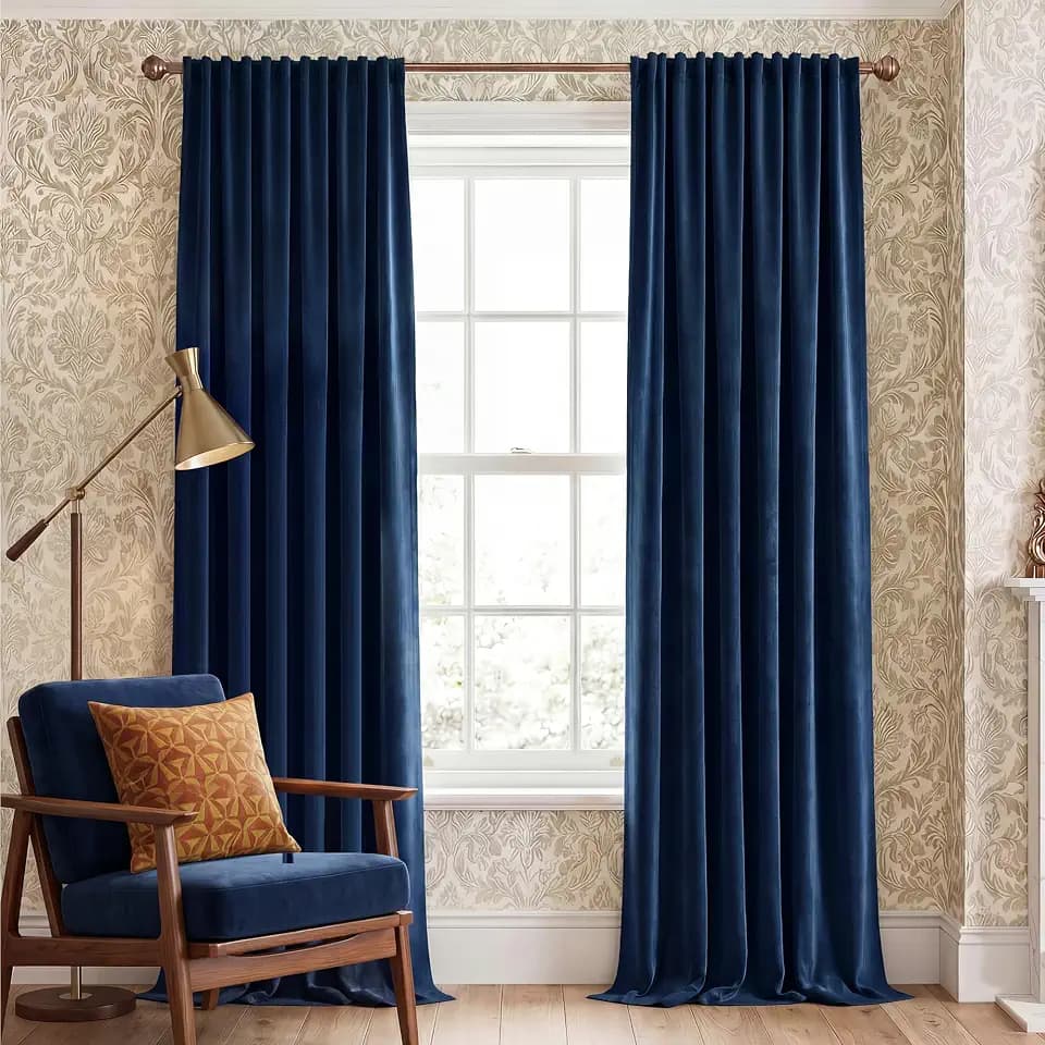 NICETOWN Navy Blue Velvet Curtains for Bedroom, W52 x L90, 2 Panels