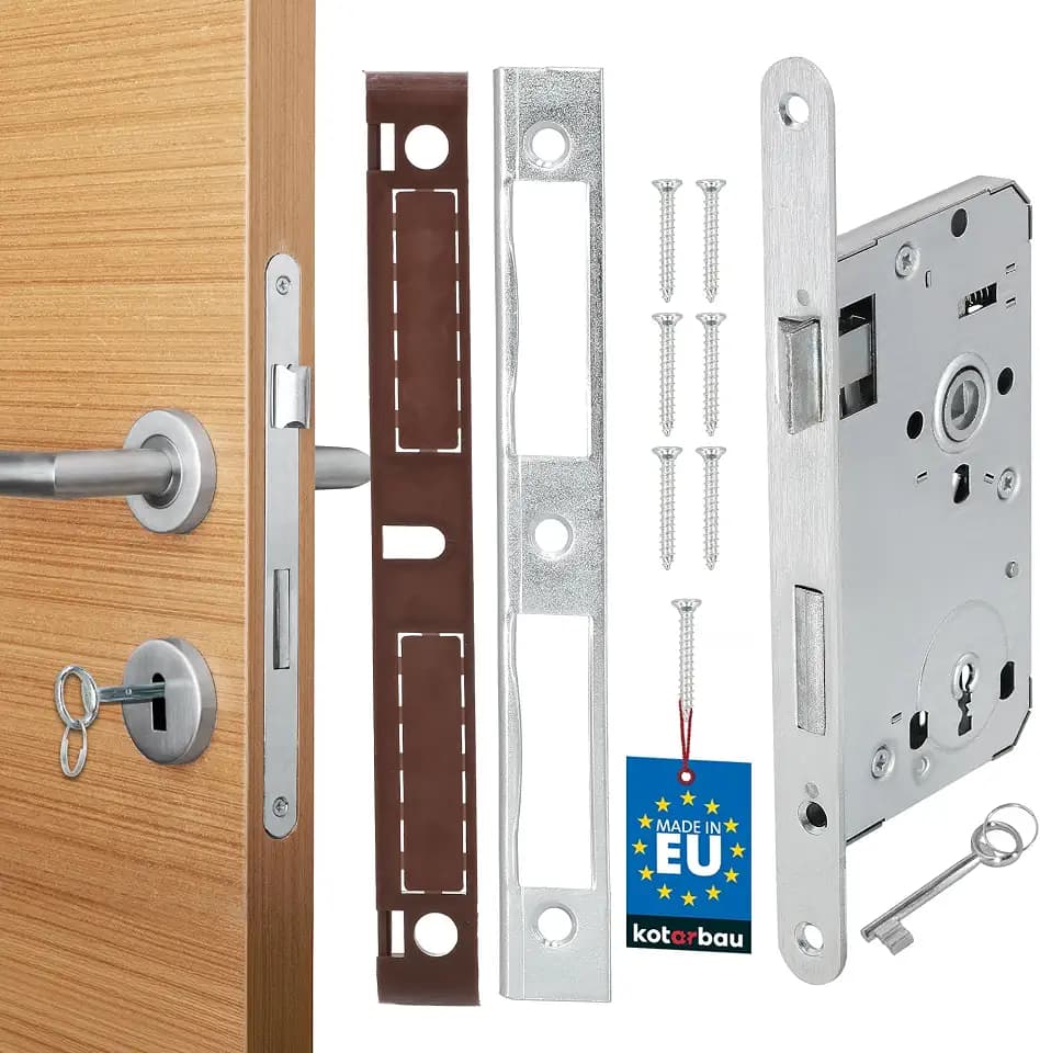 KOTARBAU® Einsteckschloss DIN Rechts Bunbartschlüssel Schloss Türschloss mit Gegenplatte Stahl Top-Qualität Rostfrei Robust Stahltürschloss 72 / 55mm