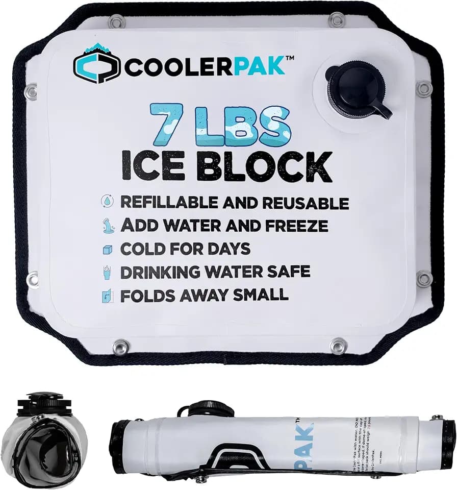 Refillable & Reusable Ice Packs for Coolers – Stays Cold for Days – Non-Toxic & Leakproof, Suitable for Potable Drinking Water – Built Tough, Rolls Up for Easy Storage