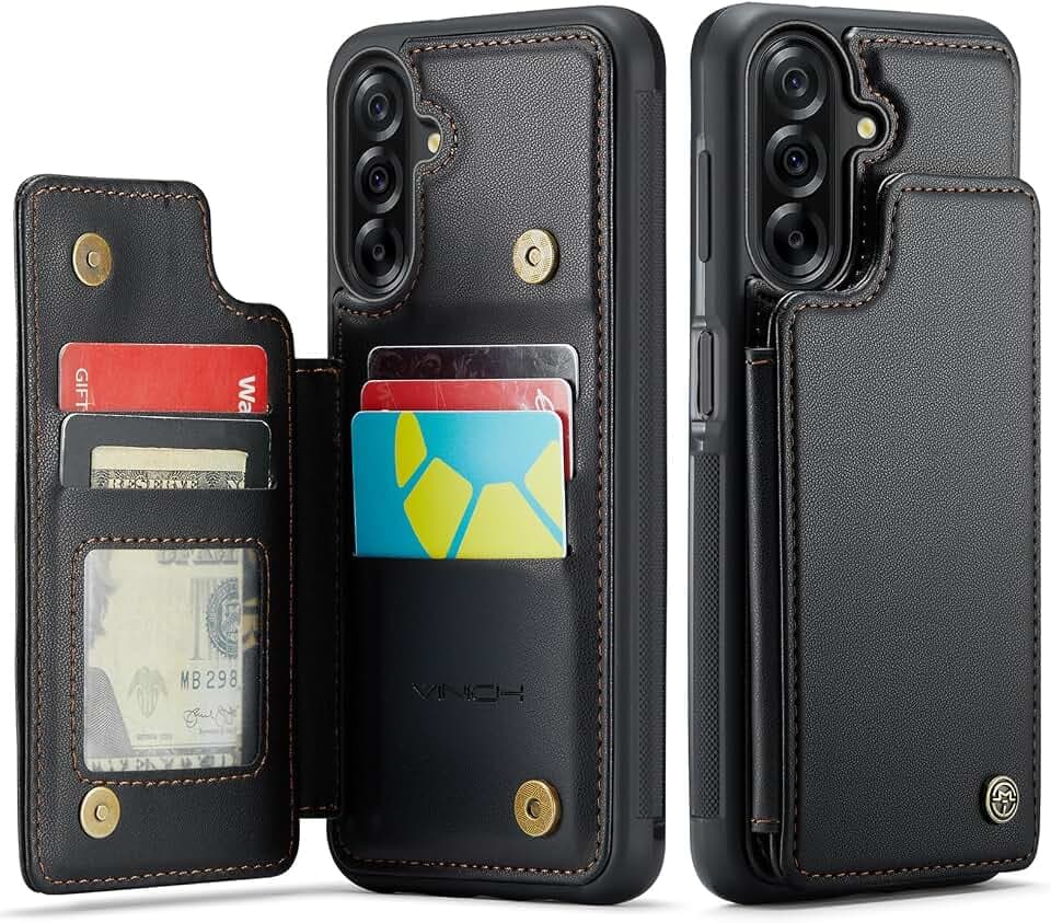 Vinich for Samsung Galaxy A17 Wallet Case with Card Holder, Black