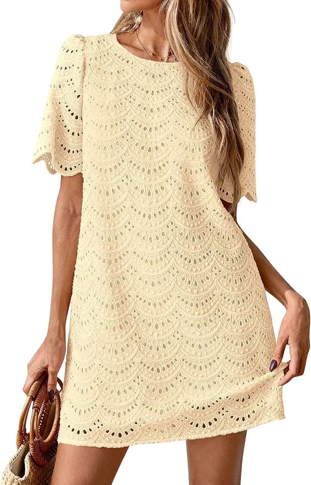 PRETTYGARDEN Women's Summer Eyelet Lace Short Dress