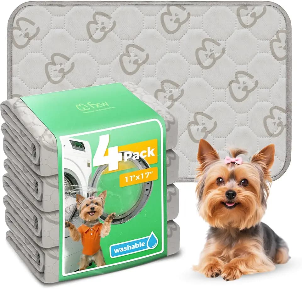 FXW Washable Pee Pads for Dogs, Super Absorbent, 11" x 17", 4 Packs