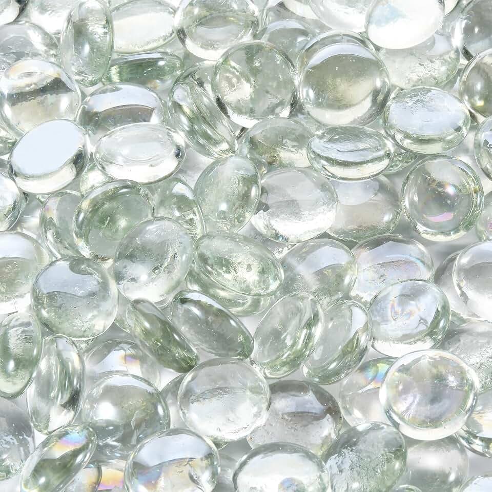 20 Pounds Firepit Glass, 3/4 Inch Glass Beads, Rocks for Fire Pit Table, Fireplace and Fire Bowl, Crystal Luster Firepit Rocks