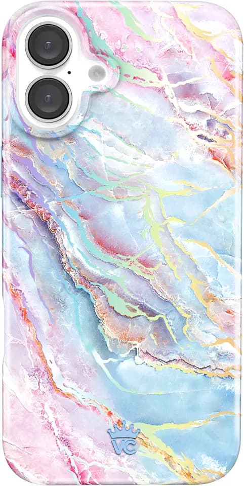 VELVET CAVIAR for iPhone 16 Plus Case Marble - Cute Protective Cover for Women - Compatible with MagSafe [16ft Drop Tested] - Holographic, Blue, Pink