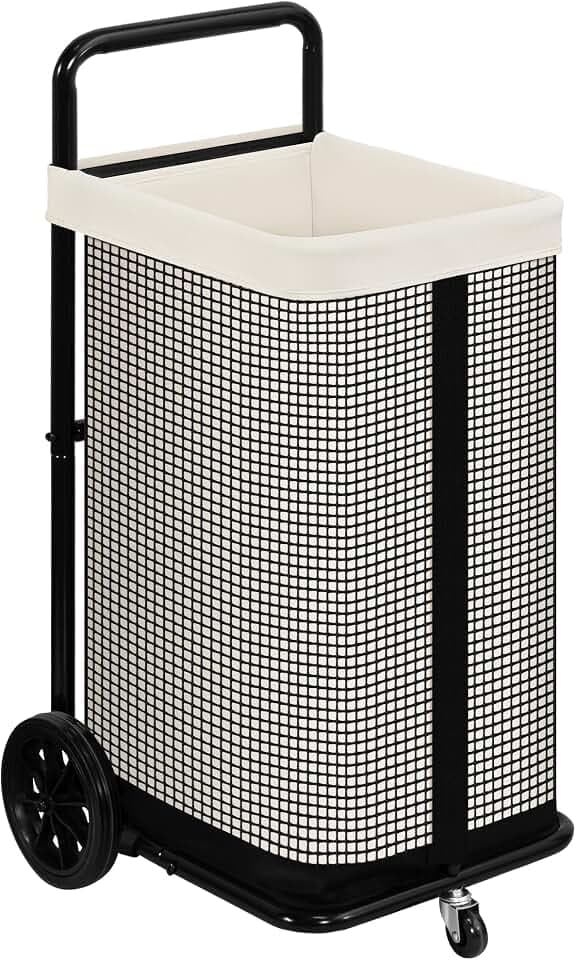 STORAGE MANIAC Rolling Laundry Cart with Removable Canvas Liner Bag, Beige