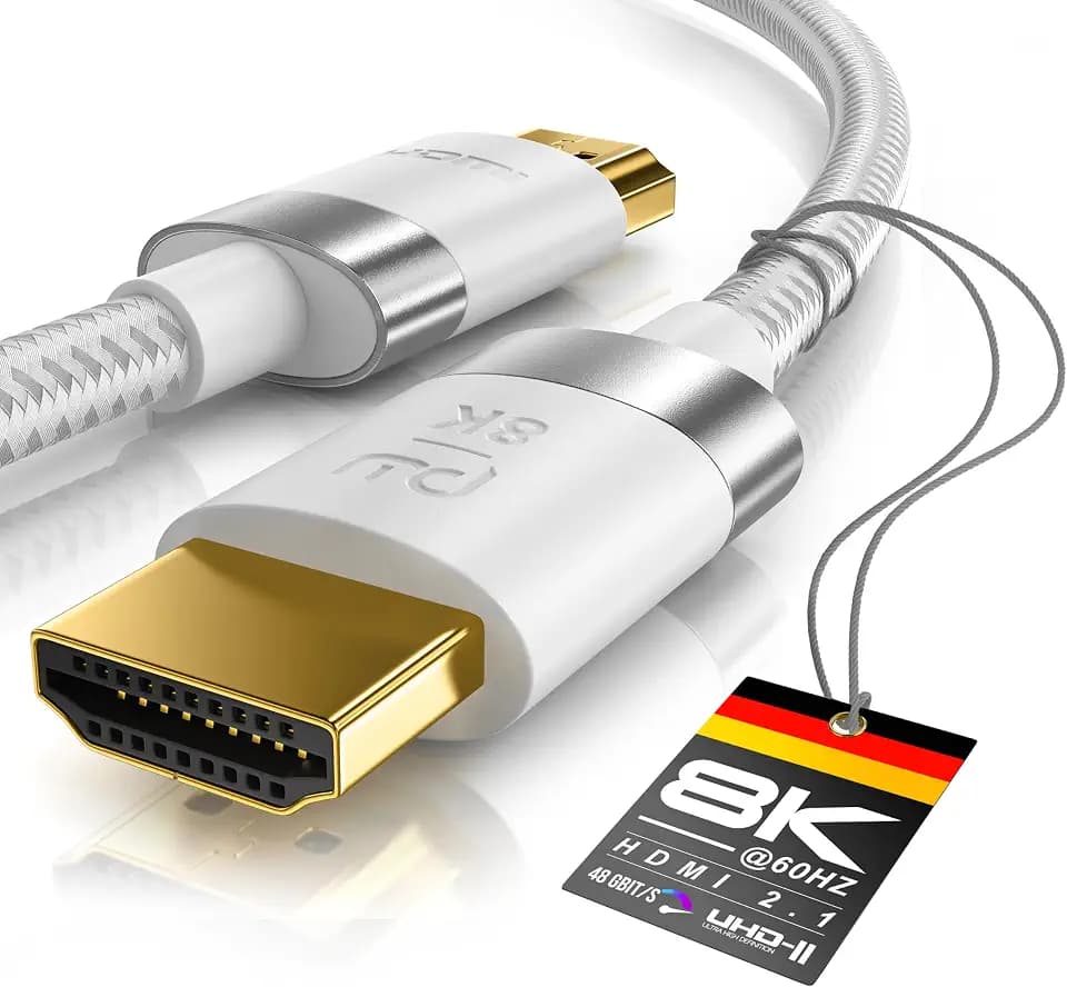 CSL - 8k / 4k HDMI Kabel 2.1/2.0-0,5m - 8K @ 60Hz / 120Hz - 4K @ 240Hz - 48 Gbit/s - 3D - Ultra High Speed mit Ethernet - TV Blu-ray PS5 Xbox Series X Switch - weiß - 0,5 Meter