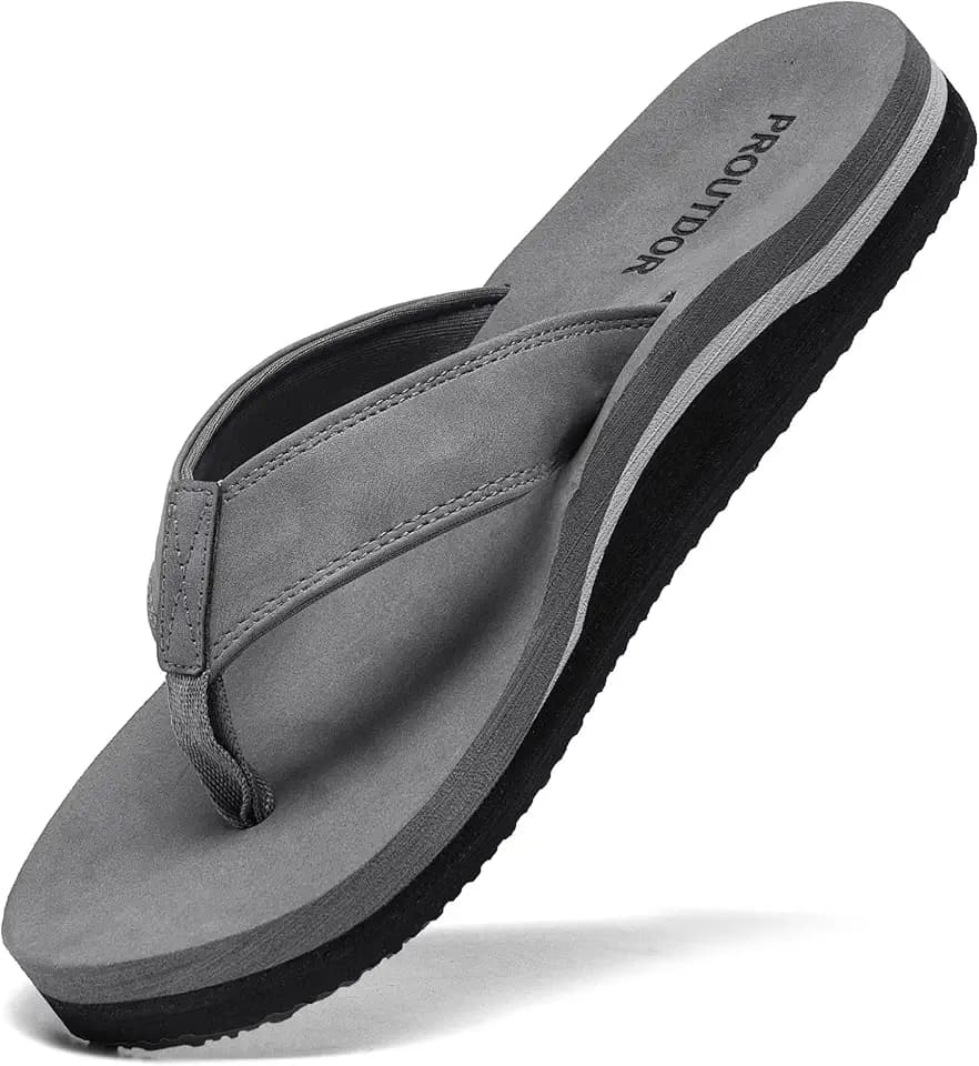 Men's Wide Flip Flops with Comfot Arch Support Athletic Thong Sandals
