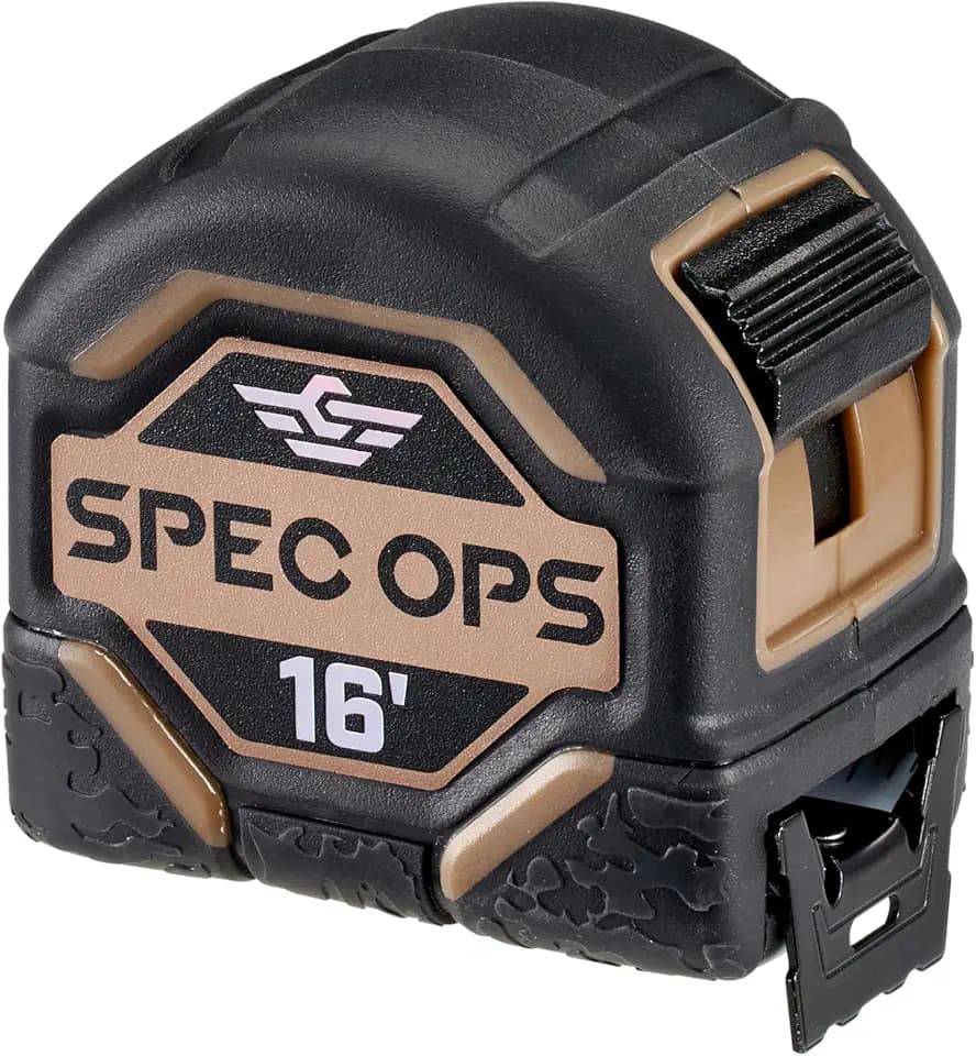 Spec Ops Tools Tape Measure for Measuring & Layout, 1 1/8" Double-Sided Blade and Military-Grade Composite Case, 16 Foot