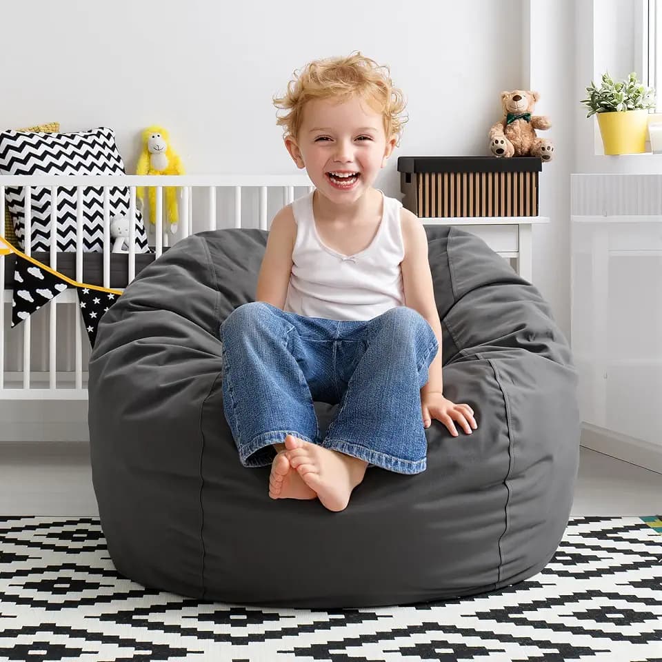 Hobestluk Bean Bag Chair 2.5ft BeanBag Velvet Fabric Medium Grey