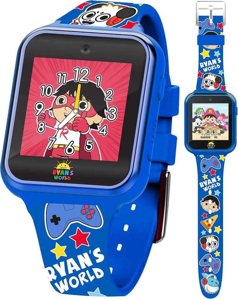 Ryan’s World Kids Smart Watch with Touchscreen Games Camera Voice Recorder Pedometer LED Display & Learning Tools – Adjustable Silicone Strap Fits Wrists 5.5" to 8"