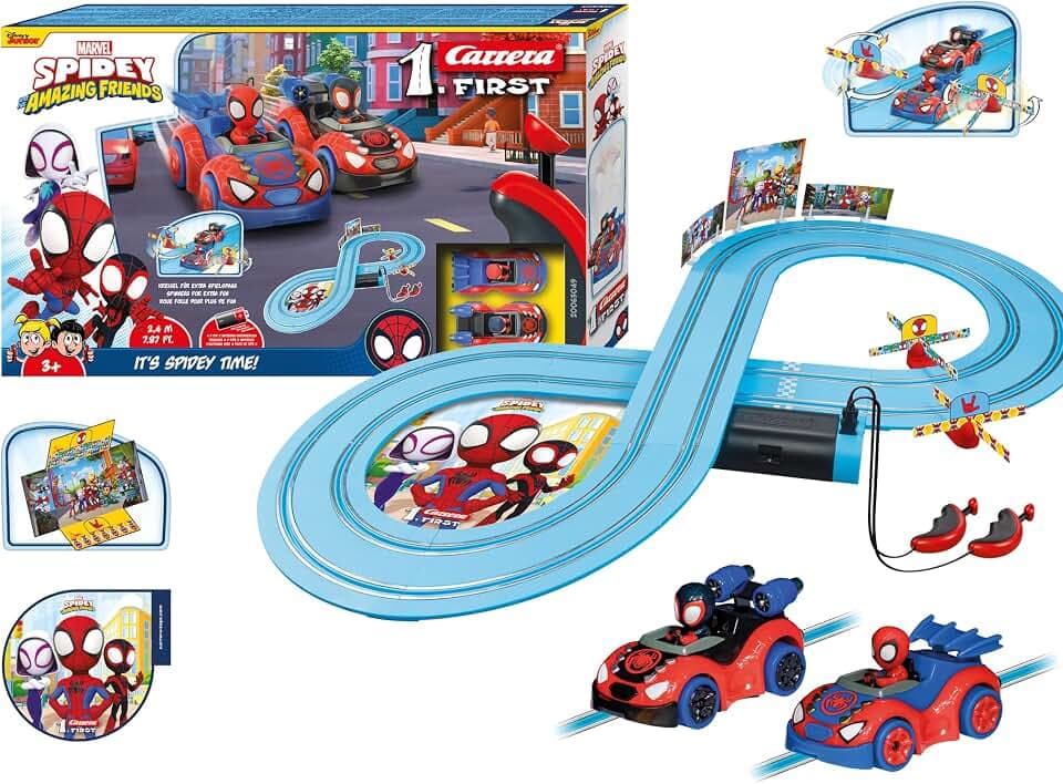 Carrera - 20063049 - Carrera First I Spidey Web Spinners Spielbahn-Set I Spielbahn und lizensierte Slotcars | bis zu 2 Spieler | Für Kinder ab 3 Jahren & Erwachsene