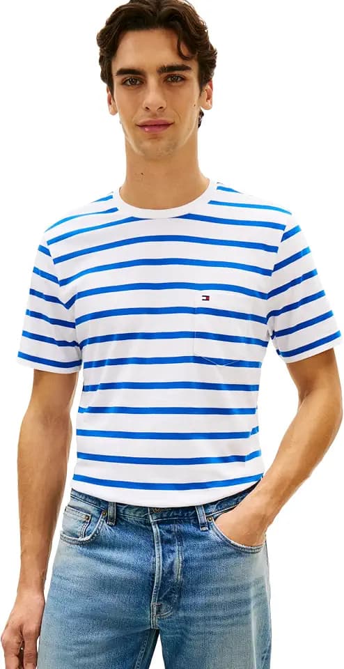 Tommy Hilfiger Men's Short Sleeve Cotton Crewneck T-Shirts with Pocket in Regular Fit