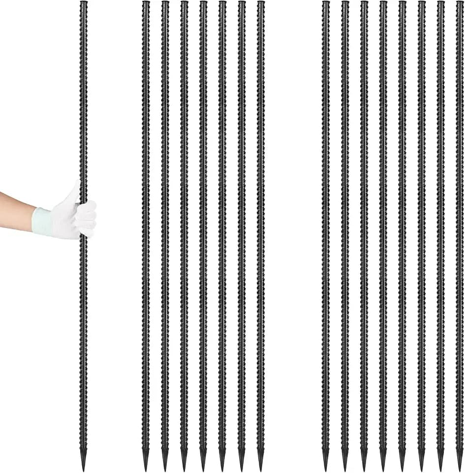 Besitu Rebar Stakes 48 inches 16-Pack Concrete Form Stakes Straight 3/8" Diameter Rebar Ground Metal Stakes for Landscaping, Securing Fence, Garden Plants Support, Survey Markers and Securing Trees