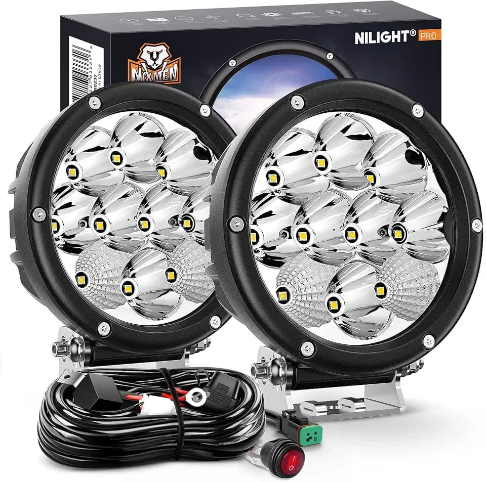 Nilight Pro Series 5.7 Inch Round LED Driving Offroad Light 50W 6500LM