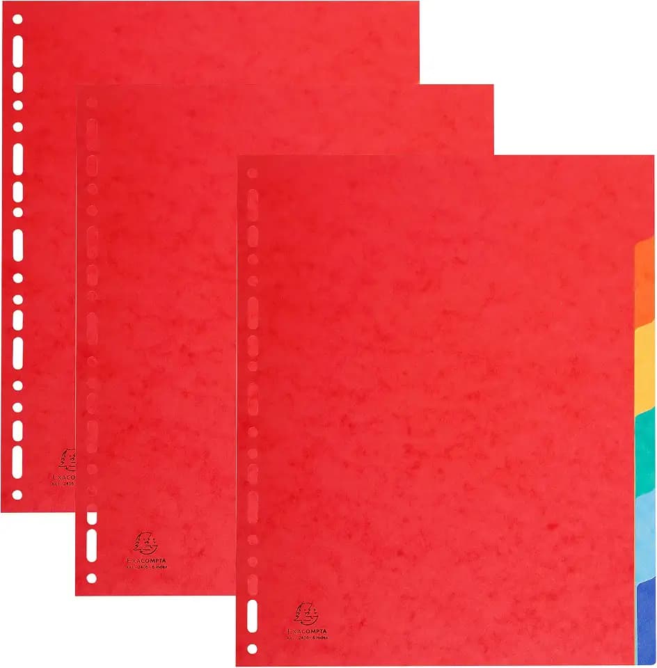 Exacompta 3er-Pack Register-Sets flexibler Karton 6 Taben blanko A4 Maxi