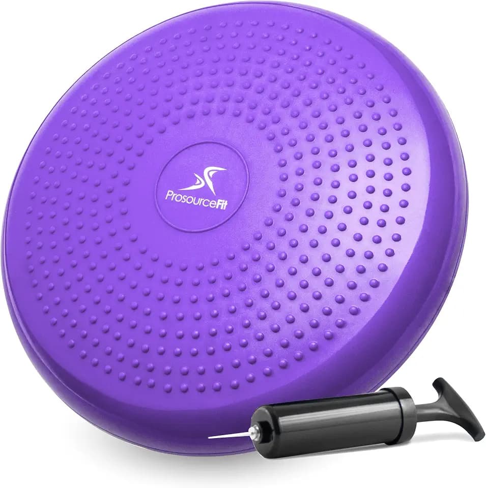 ProsourceFit Core Balance Disc, Inflatable Wobble Cushion with Hand Pump, Dual-Textured Non-Slip Surface for Core, Balance, and Stability Training, 14-inch