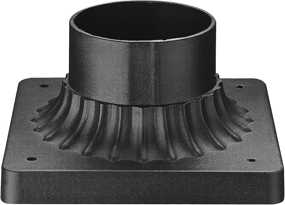 Outdoor Post Light Base Mount, Post Light Adapter 3'' Outdoor Pier Base in Black Finish for Deck Porch Patio, 5.5" W x 5.5" D x 3.25" H, 1 Pack