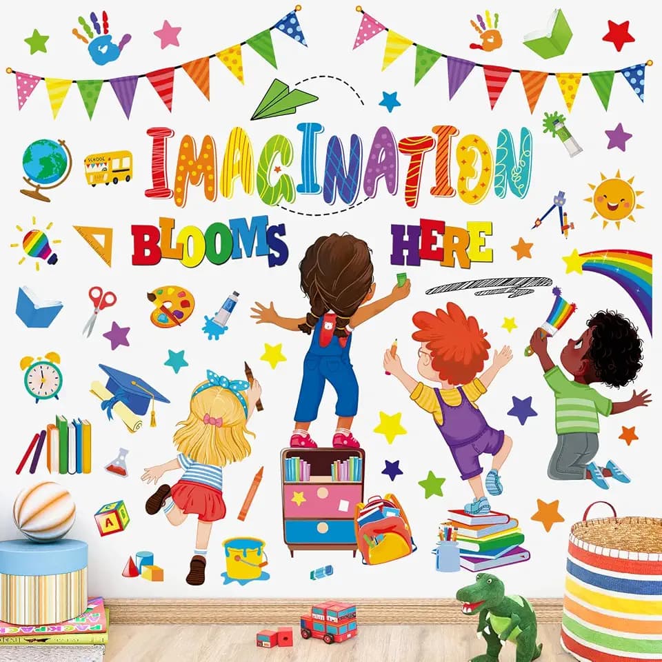 wondever Reading Corner Wall Decals Imagination Blooms Here Wall Stickers