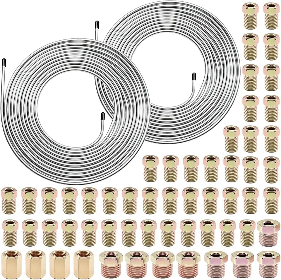smseace 1/4" Brake Line Kit,2Set 25FT Brake Lines with 54Pcs Fitting