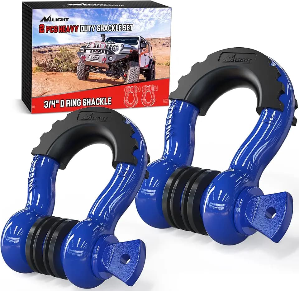 Nilight 2 Pack 3/4" D-Ring Shackle with 7/8" Screw Pin 41,887lbs Break Strength, Heavy Duty Off Road Recovery with Isolators Washers for Use with Tow Strap, Winch, Off-Road Jeep Truck Vehicle