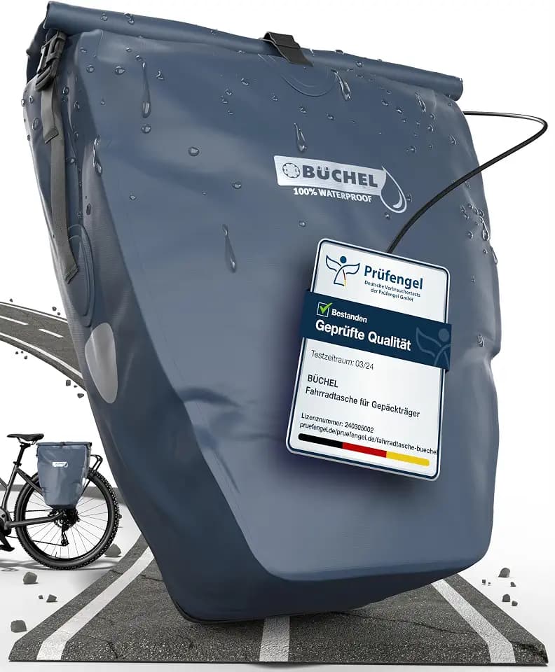 Büchel Fahrradtasche für Gepäckträger I 25.4 L - 100% Wasserdicht I mit Tragegriff und Schultergurt I fahrradtasche gepäckträger, gepäckträgertasche, Fahrrad Taschen hinten