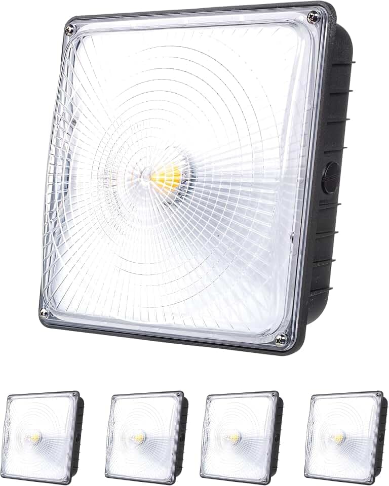 PARMIDA (4 Pack) LED Canopy Light, 70W, Dimmable, 110-277VAC, IP65 Waterproof, ETL-Listed, 5000K, 9.6" x 9.6", Gas Station, Street, Area & Outdoor Lighting, Commercial Grade