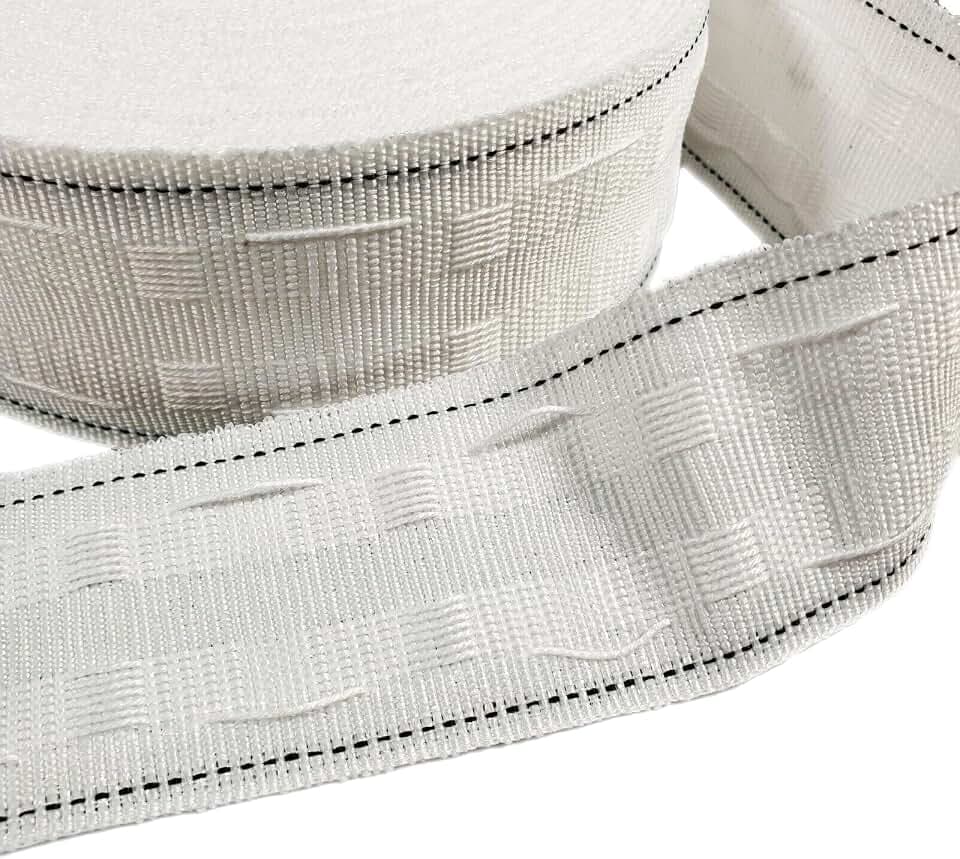 The Bead Shop Gardinenband zum Aufnähen 50mm Weiß 10m - Kräuselband Gardinen, Gardinen Kräuselband - Vorhangband zum Aufnähen - Gardinenband für Haken - Vorhang Band Reihband