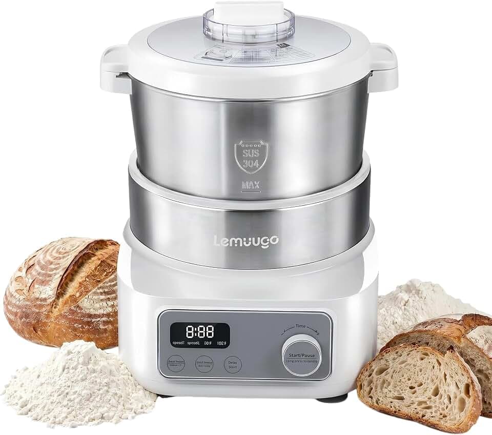 Electric Dough Maker, 6.34QT Automatic Dough Mixer with Kneading & Proofing