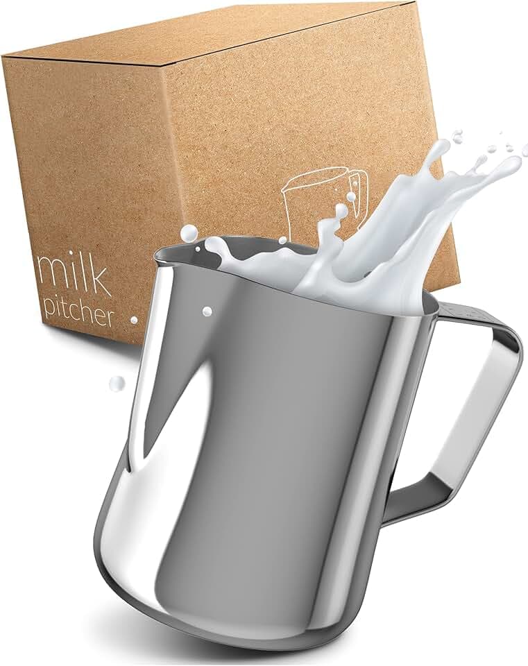 Lambda Coffee Barista Espresso Kännchen Edelstahl 150ml I Espresso Kanne silber zum Gießen von Espresso I Barista Milchkännchen klein | Siebträger Zubehör