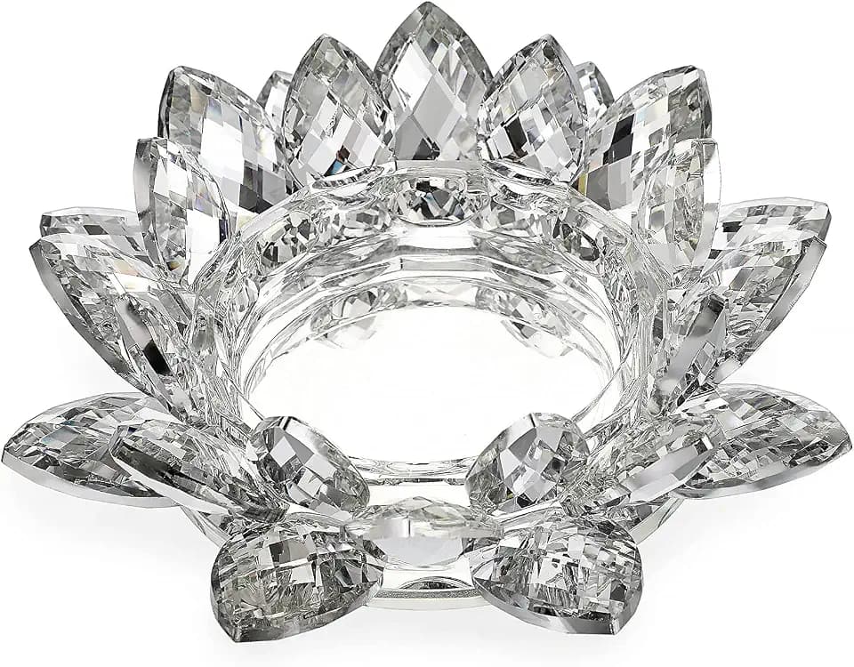 OwnMy Crystal Lotus Flower Candle Holder for Pillar Candles up to 3 Inch