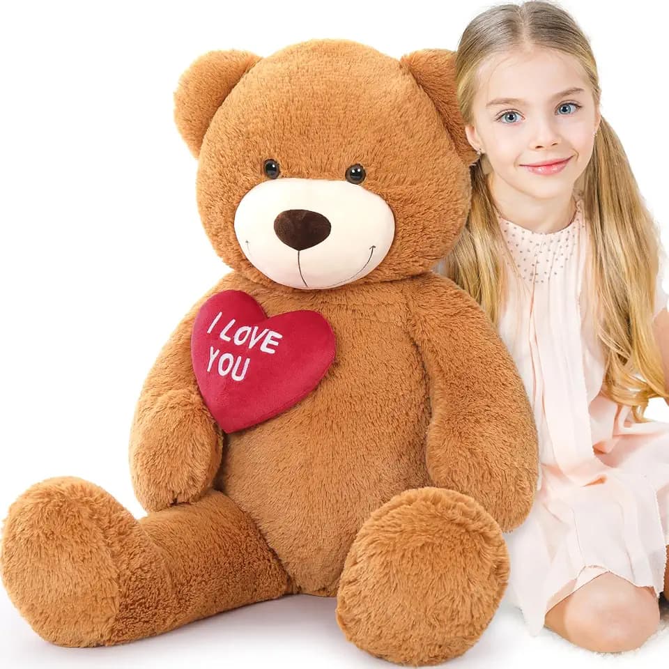 BENINY 36 Inch Dark Brown Giant Teddy Bear Plush with I Love You Heart