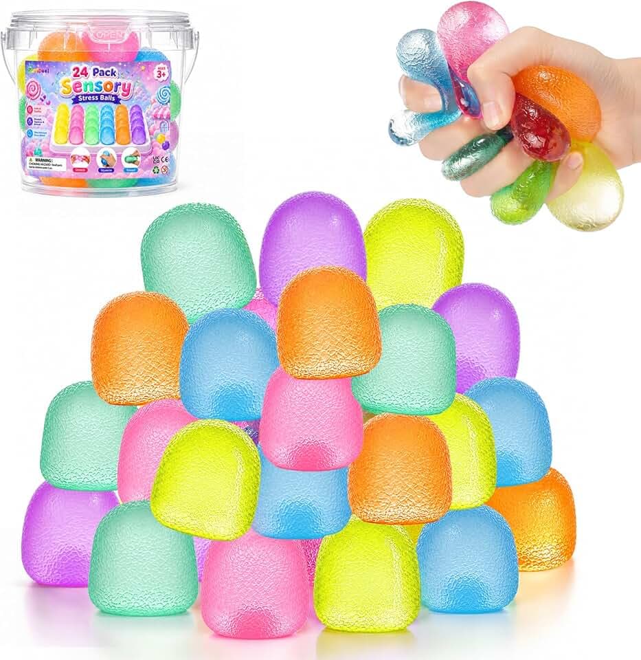 24 Pack Mini Slow Rising Squishy Toys, Sensory Fidget Stress Balls for Kids