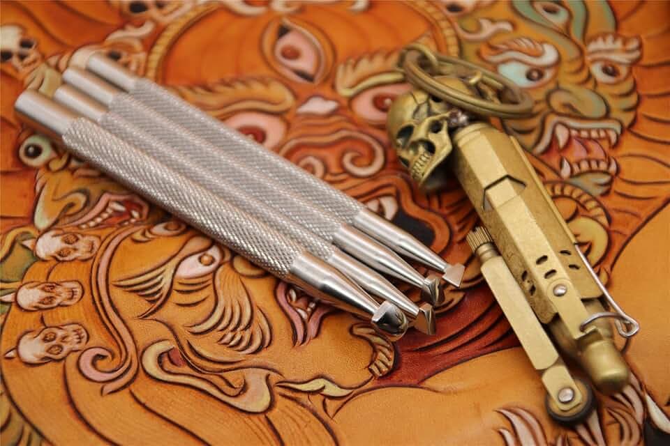 Leather Stamping Tool Beveling Undercut Beveler Stamps 304 Stainless Steel Carving DIY LeatherCrafts Tools (Full Set, 4pcs (XS+S+M+L))