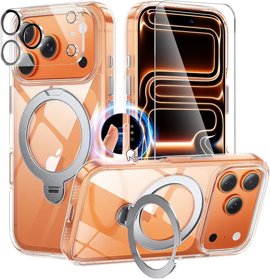 for iPhone 17 Pro Max Case with Stand，Anti-Yellowing，Clear Case