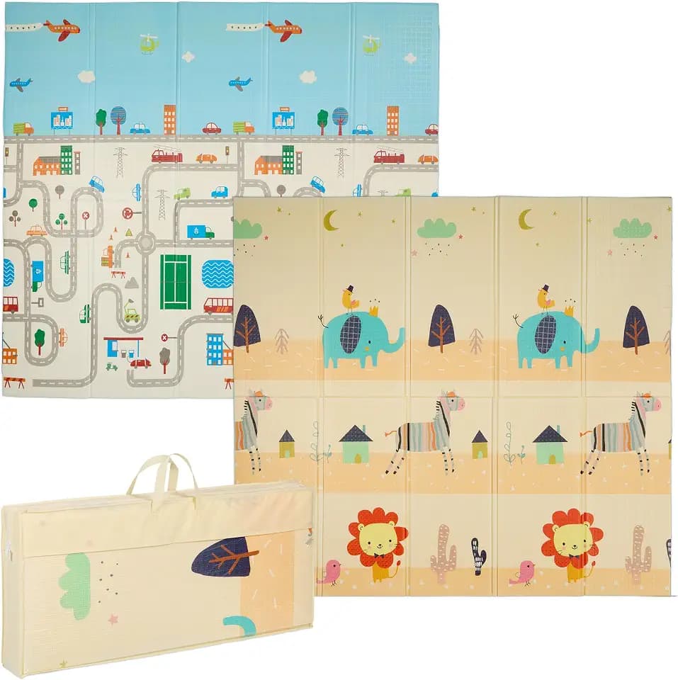 Relaxdays Spielmatte, Faltbare Kindermatte, schadstofffrei, 200 x 180 cm, XPE-Schaumstoffmatte, Krabbelmatte Baby, bunt