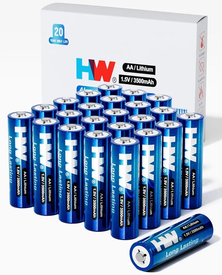 HW Lithium Batteries AA Long Lasting 24-Pack, 1.5V 3500mAh High Capacity