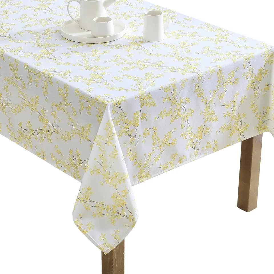 Laura Ashley Easy Care Polyester Tablecloth, 60" x 102", Forsythia