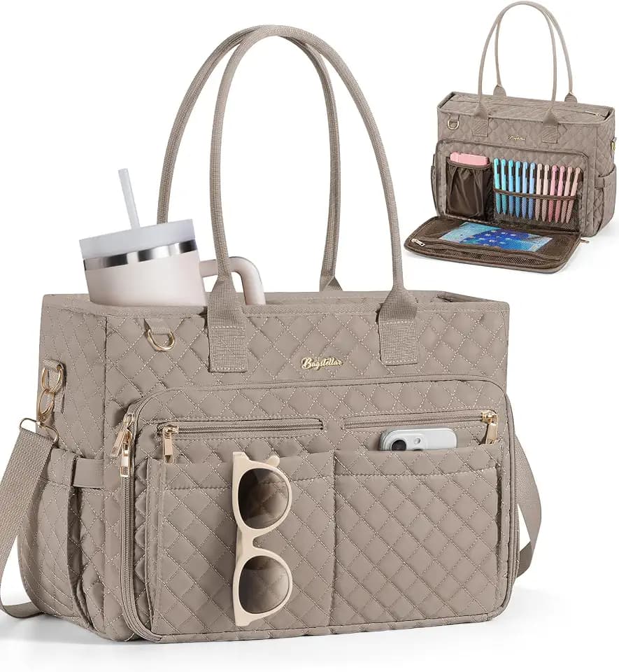 Bagstellar Teacher Tote Bag for Women, 15.6" Laptop Work Tote Computer Bag