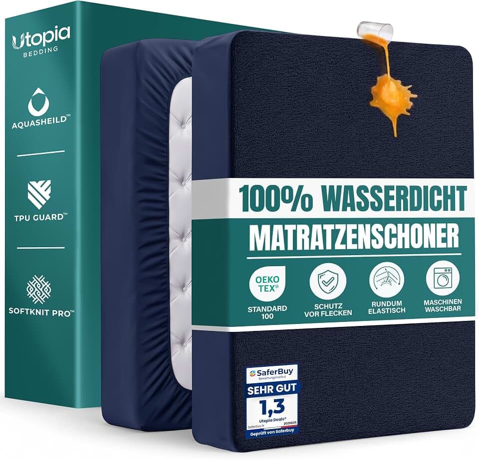 Wasserdichter Matratzenschoner 180x200cm, 40cm tief matratzenschutz (Marine)