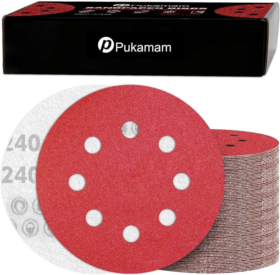 120 Stück Schleifpapier 125mm Klett 240 Körnung Schleifscheiben für 8 Loch Rund Exzenterschleifer Schleifen Holz Metall und Farbe
