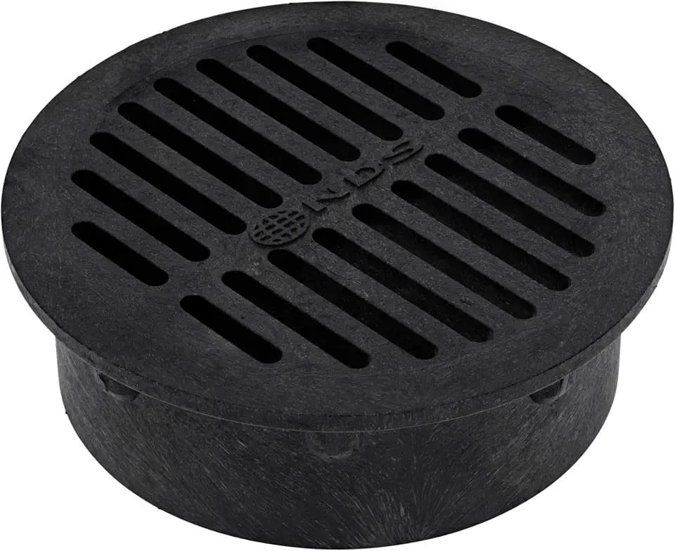 NDS 40, Grate Cover, Connects to Round 6 in. Speed-D Catch Basin 6 Inch Drain Pipes & Fittings, for Small Lawns, Landscaping, and Patios, Black Plastic