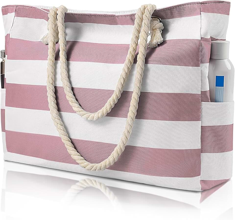 Pleneal Beach Bags For Women - Large Beach Bags with Zipper Waterproof Sandproof Swim Pool Beach Bag