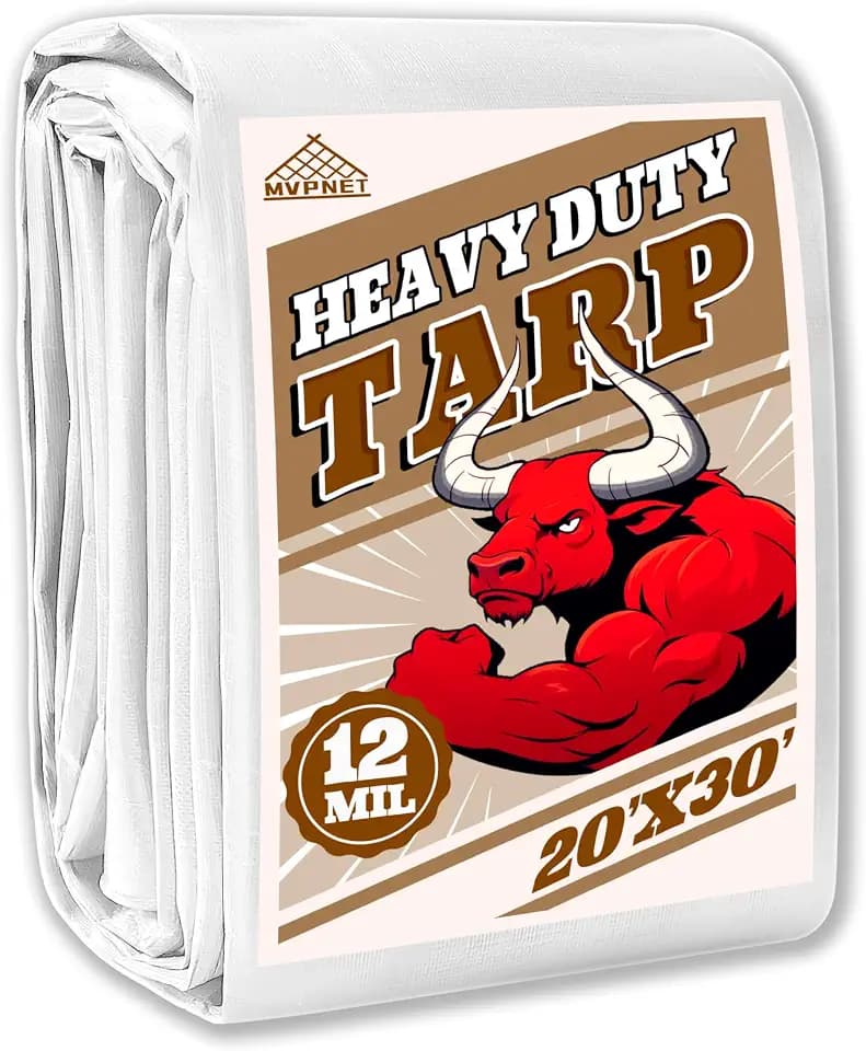 20x30 Feet 12mil Waterproof Tarp Heavy Duty UV Resistant White