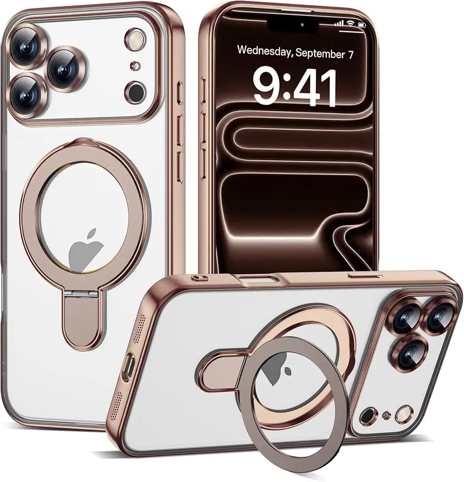 Clear Case for iPhone 17 Pro Max with Stand 6.9", Desert Gold