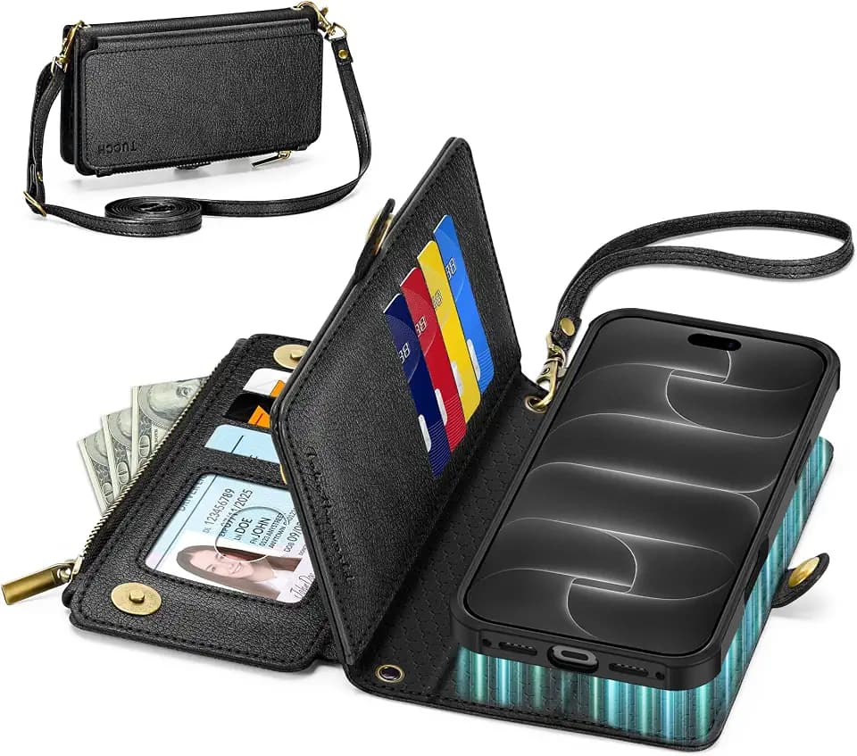 TUCCH Crossbody Phone Case for iPhone 18 Pro Max/17 Pro Max, Textured Black