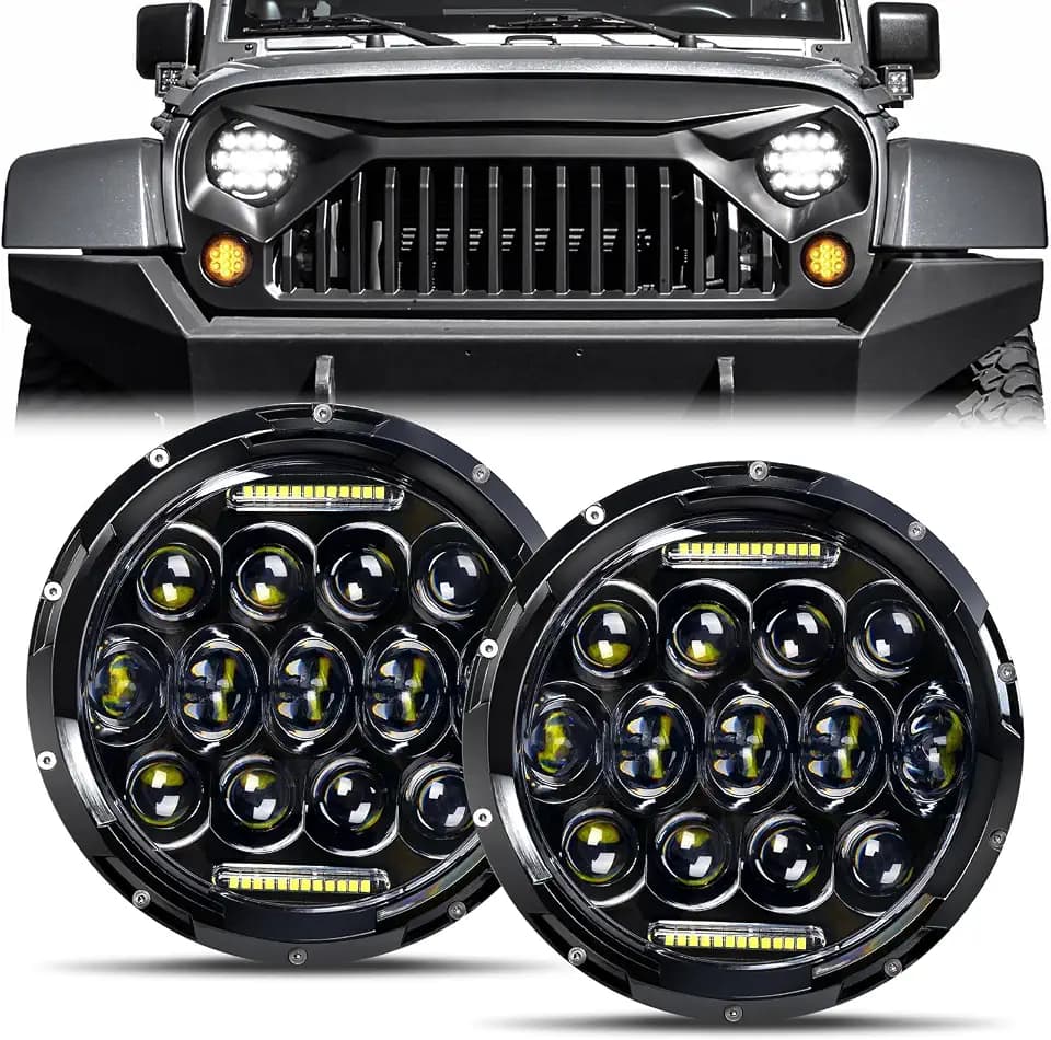 7 Inch Round LED Headlight, DOT Approved H6024 Hi/Lo Beam with DRL