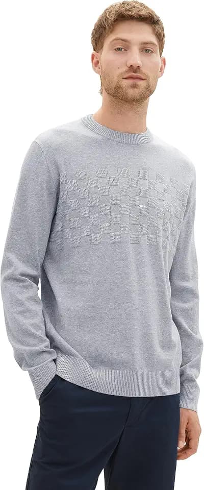 TOM TAILOR Herren 1038671 Crew-Neck Strick-Pullover im Struktur-Mix (1er Pack)