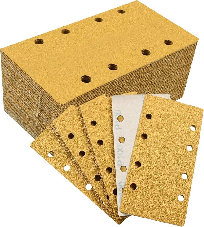93x185mm Schleifpapier 8 Loch, 50 Stück Klett Schleifblätter P100