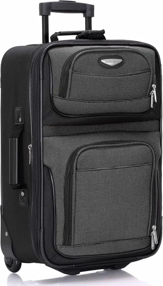 Travel Select Amsterdam Softside Expandable Luggage with Rolling Wheels, Gray, 21-Inch Carry-on